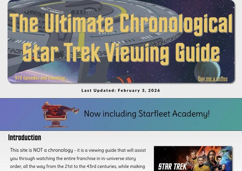 The Ultimate Chronological Star Trek Viewing Guide website
